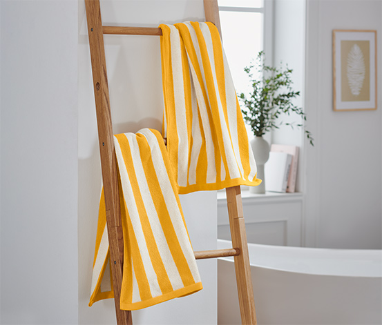 2 hochwertige Handtücher, gelb-weiss gestreift online bestellen bei Tchibo  642362
