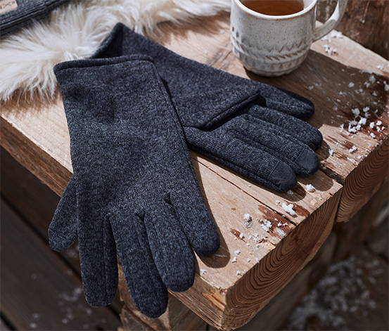 Strickfleece-Handschuhe, dunkelblau meliert online bestellen bei Tchibo  617220